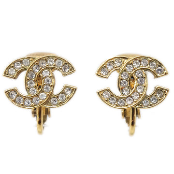 CHANEL Crystal & Gold CC Mini CC Earrings Clip-On 2092 97570