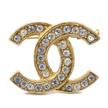 CHANEL Crystal & Gold Brooch Pin 97576