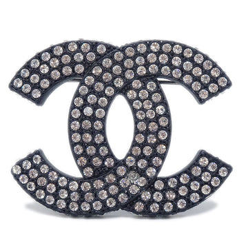 CHANEL 2002 Fall Crystal & Black CC Brooch Pin 02A 88188