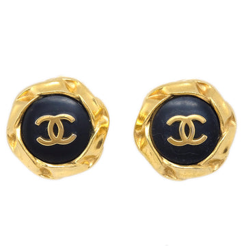 CHANEL 1996 Spring Black & Gold CC Earrings Clip-On 96P 66539