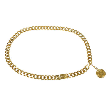 CHANEL Medallion Gold Chain Belt 94A Small Good 66568