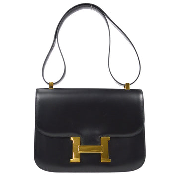 HERMES * Constance 23 Shoulder Bag Black Box Calf 88181