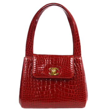 CHANEL * 1997-1999 Handbag Crocodile Red 97577