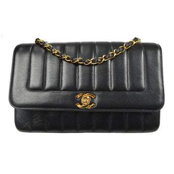 CHANEL 1991-1994 Border Flap Medium Black Lambskin 87935