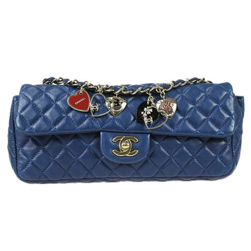 CHANEL Heart Shoulder Bag Blue Lambskin 67720