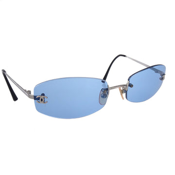 CHANEL Sunglasses Eyewear Blue Small Good 67980