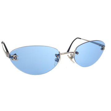 CHANEL Sunglasses Eyewear Blue Small Good 67981