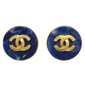 CHANEL Stone Earrings Clip-On 95A Blue 97776