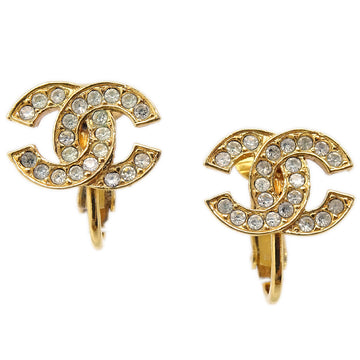 CHANEL Crystal & Gold Mini CC Earrings Clip-On 2092 78520