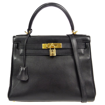 HERMES 2004 Kelly 28 Retourne Black Veau Evergrain 68127