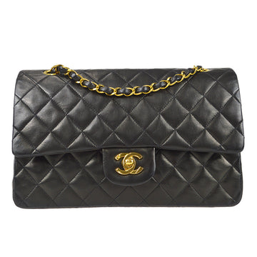 CHANEL Classic Double Flap Medium Shoulder Bag Black Lambskin 67283