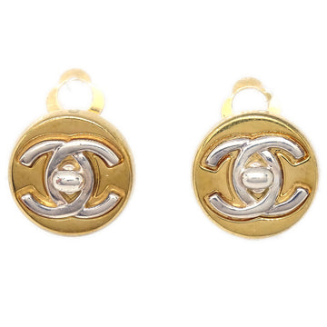 CHANEL Button Turnlock Earrings Gold Clip-On 97A 67975