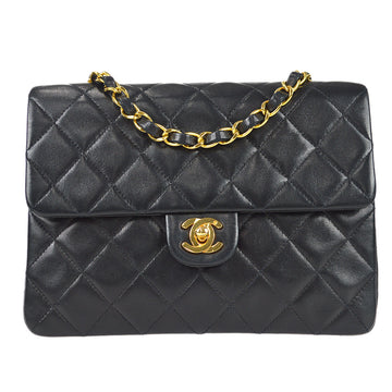 CHANEL Classic Flap Square Chain Shoulder Bag Black Lambskin 78303