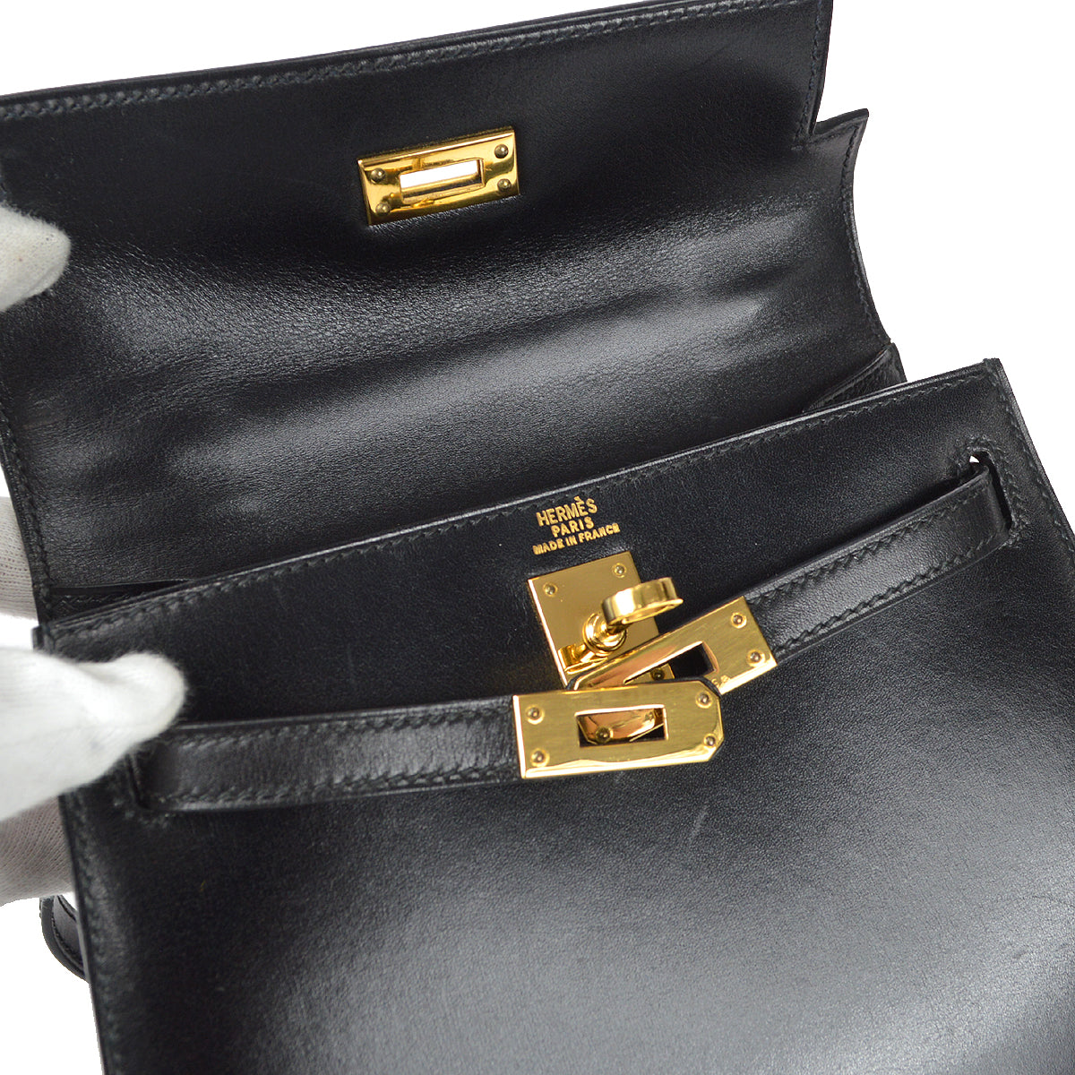 HERMES PARIS Kelly sport' bag in black box calf, inner…