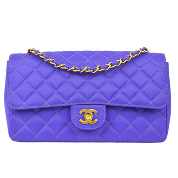 CHANEL Classic Flap Single Chain Shoulder Bag Purple Nylon 78547