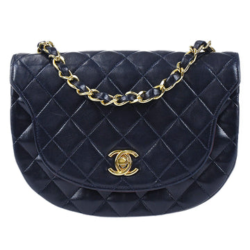 CHANEL Chain Shoulder Bag Navy Lambskin 78712