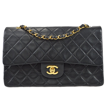 CHANEL Classic Double Flap Medium Shoulder Bag Black Lambskin 88132