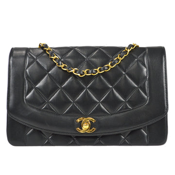 CHANEL Medium Diana Chain Shoulder Bag Black Lambskin 97552