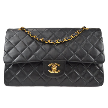 CHANEL Classic Double Medium Shoulder Bag Black Lambskin 97690