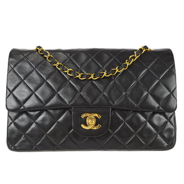 CHANEL Classic Double Medium Shoulder Bag Black Lambskin 97710