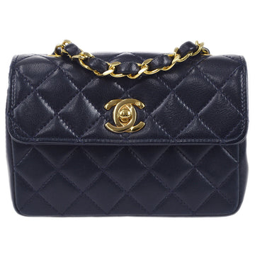 CHANEL Chain Mini Shoulder Bag Navy Lambskin 97737