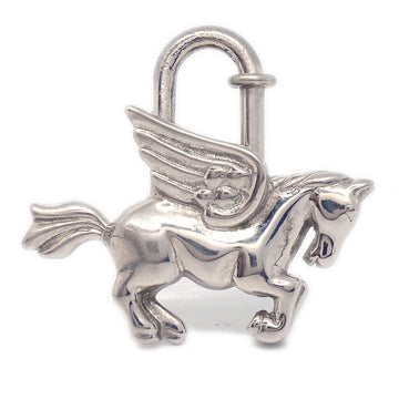 HERMES Pegasus 1993 Cadena Lock Bag Charm Silver Small Good 78444