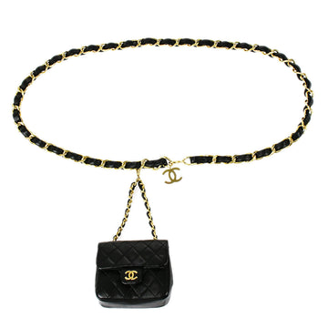 CHANEL 1990s Classic Flap Micro Chain Belt Bag Lambskin 78496