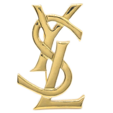 YVES SAINT LAURENT Logo Brooch Pin Gold 78608