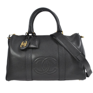 CHANEL 2way Duffle Shoulder Handbag Black Caviar 66905