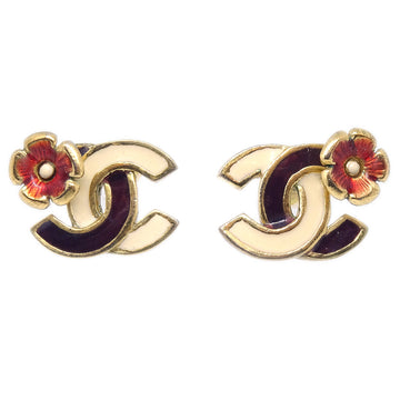 CHANEL Flower Piercing Earrings Gold 03P 78685