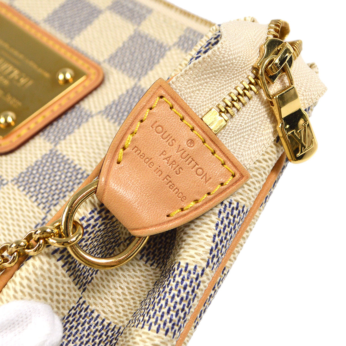 Louis Vuitton Eva 2way Chain Handbag Pouch Damier Azur N55214 SN2193 78790