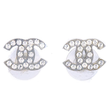 CHANEL Piercing Earrings Silver Rhinestone 09V 78799