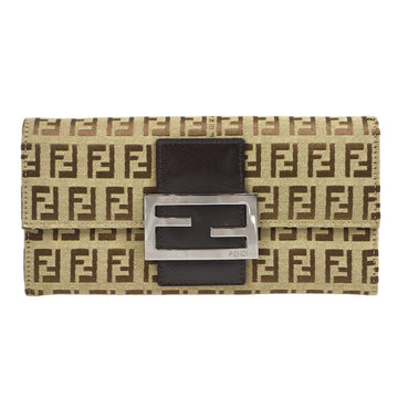 FENDI Zucchino Long Wallet Beige 88825