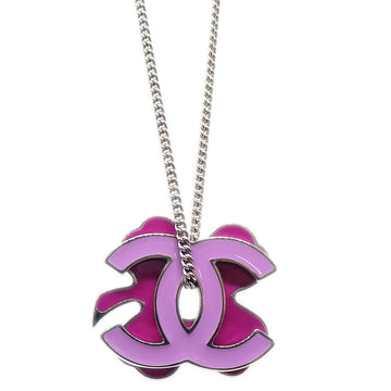 CHANEL Clover Silver Chain Pendant Necklace 04P 97885