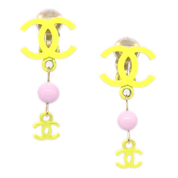 CHANEL Dangle Earrings Gold Clip-On 03S Yellow 97887