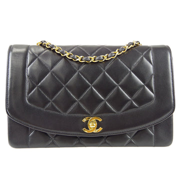 CHANEL Medium Diana Chain Shoulder Bag Black Lambskin 67731