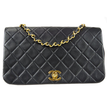 CHANEL Full Flap Chain Shoulder Bag Black Lambskin 67734