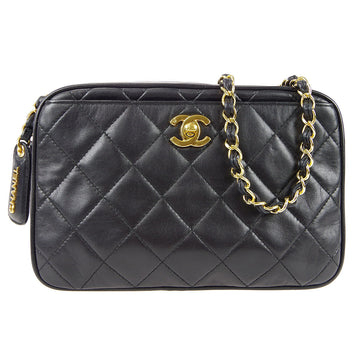 CHANEL Chain Shoulder Bag Black Lambskin 68047