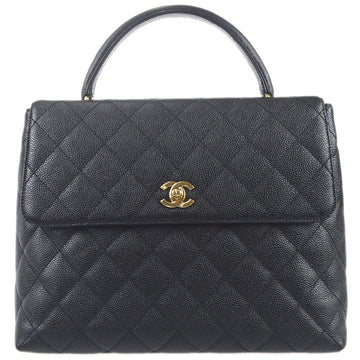 CHANEL Kelly Handbag Black Caviar 68633