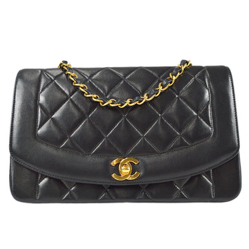 CHANEL Medium Diana Chain Shoulder Bag Black Lambskin 78386