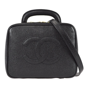 CHANEL 2way Vanity Shoulder Handbag Black Caviar 78490