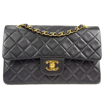 CHANEL * Classic Double Flap Small Shoulder Bag Black Lambskin 78676