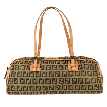 FENDI Zucchino Handbag Brown Beige 98044