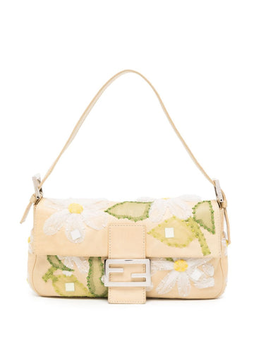 FENDI Floral Embroidered Baguette