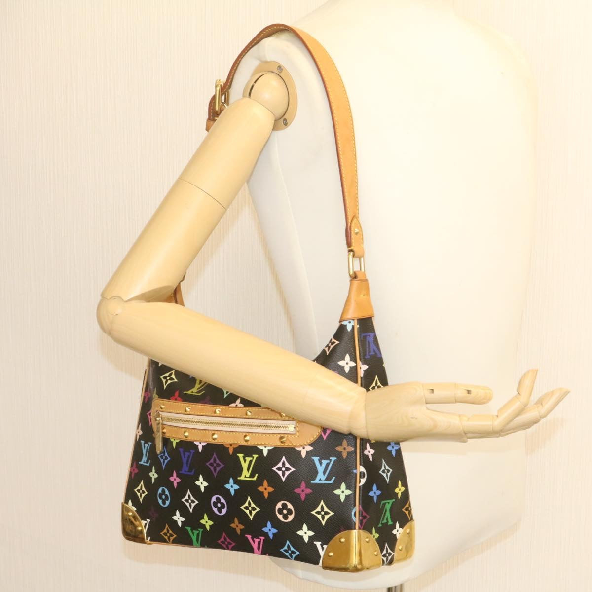 LOUIS VUITTON Monogram Multicolor Boulogne Shoulder Bag Black M92638 Auth  23547A