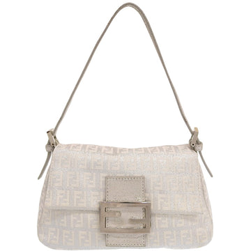 FENDI Ff Zucchino Pattern Mini Mamma Baguette Silver/White