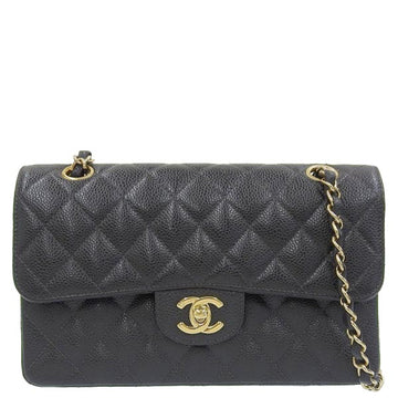 CHANEL Around 2003 Made Caviar Skin Classic Flap Chain Bag 23Cm Black