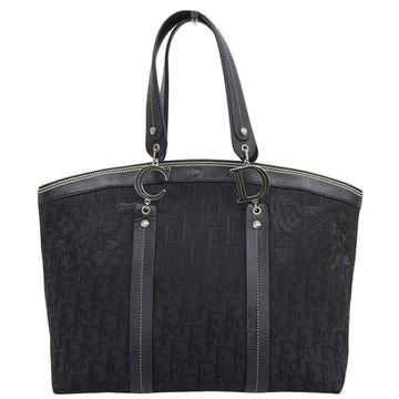 DIOR Trotter Pattern Flower Line Tote Bag Black