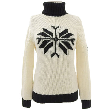 CHANEL 2008 Made Snowflake Cc Mark Turtleneck Knit White/Black