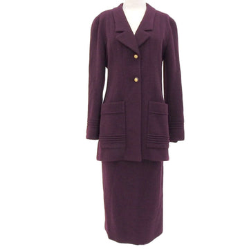 CHANEL Tweed Cc Mark Button Co-Ord Sets Purlple